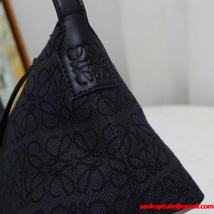 ロエベ スーパーコピー アナグラム ジャカードバッグ ネイビー×ホワイト ショルダー 高品質 LOEWE