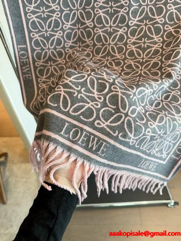ロエベ コピー ウールカシミヤ ストール プレミアム アナグラム刺繍 高品質 LOEWE