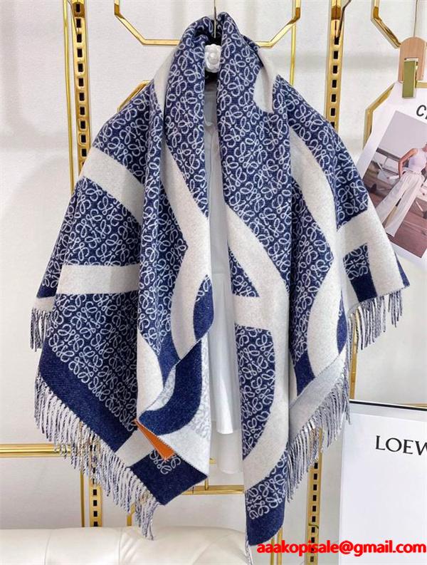 ロエベ 偽物 アナグラム ジャカード ウール シルク ブレンド ビッグ ロゴ デザイン モダン マフラー LOEWE