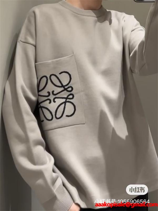 2025秋冬 ロエベ LOEWE 偽物 セーター グレーロゴデザイン シンプルで高級感ある一枚