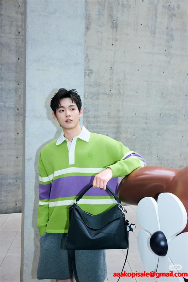 注目カラー コピー ポロシャツ オレンジネイビー ストリートモード新作 LOEWE ロエベ