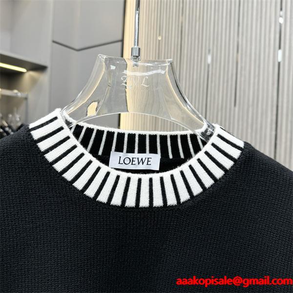 ロエベ LOEWE スーパーコピー ニット ブラックボーダーリブ 秋冬のモード感漂う定番トップス