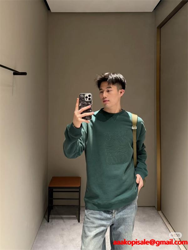 2025秋冬 ロエベ LOEWE コピー パーカー グレー刺繍ロゴ 高品質で洗練された着こなし