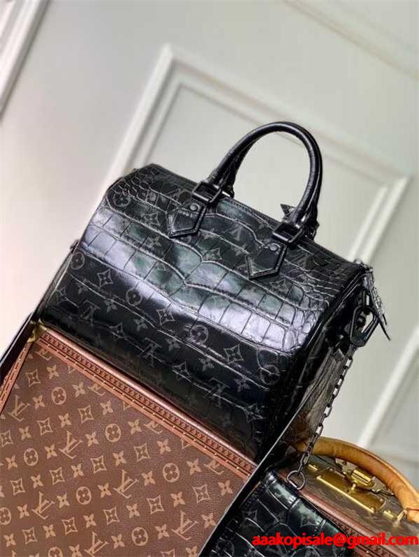 Louis Vuitton ルイ・ヴィトン コピー Speedy P9 30 スピーディ N87504 ブラック クロコダイルレザー 高品質 モノグラム ハンドバッグ