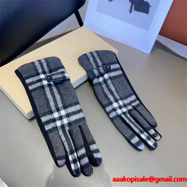 Burberry バーバリー コピー 激安 レディース グローブ ウール チェック柄 秋冬 保温 裏起毛 高品質