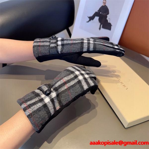 Burberry バーバリー コピー 激安 レディース グローブ ウール チェック柄 秋冬 保温 裏起毛 高品質