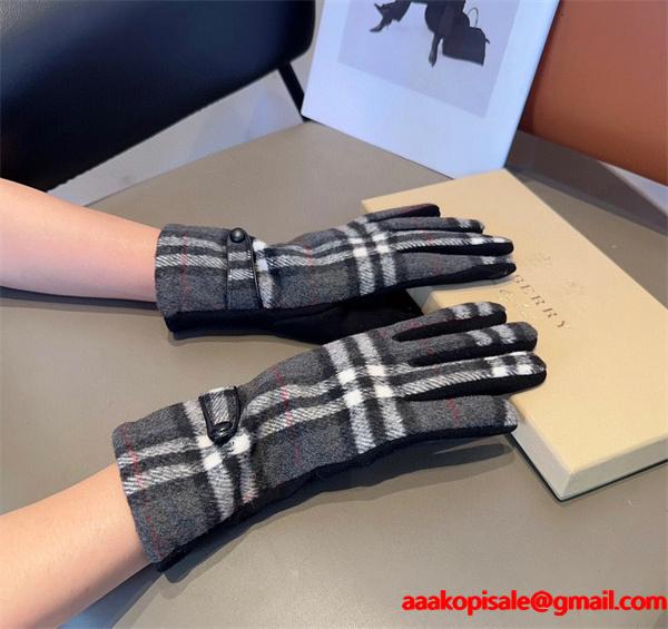 Burberry バーバリー コピー 激安 レディース グローブ ウール チェック柄 秋冬 保温 裏起毛 高品質