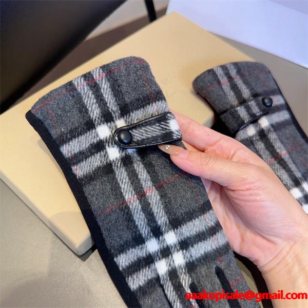 Burberry バーバリー コピー 激安 レディース グローブ ウール チェック柄 秋冬 保温 裏起毛 高品質