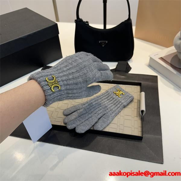 Celine セリーヌ コピー 激安 レディース 手袋 ウール ニット トリオンフ ロゴ 秋冬 新作 シンプル 高品質