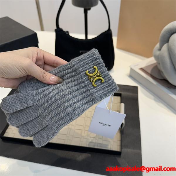 Celine セリーヌ コピー 激安 レディース 手袋 ウール ニット トリオンフ ロゴ 秋冬 新作 シンプル 高品質