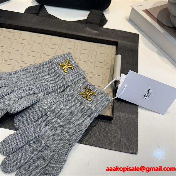 Celine セリーヌ コピー 激安 レディース 手袋 ウール ニット トリオンフ ロゴ 秋冬 新作 シンプル 高品質