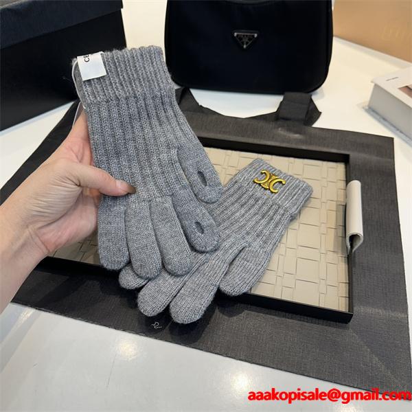 Celine セリーヌ コピー 激安 レディース 手袋 ウール ニット トリオンフ ロゴ 秋冬 新作 シンプル 高品質