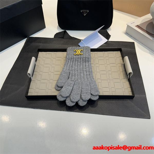 Celine セリーヌ コピー 激安 レディース 手袋 ウール ニット トリオンフ ロゴ 秋冬 新作 シンプル 高品質