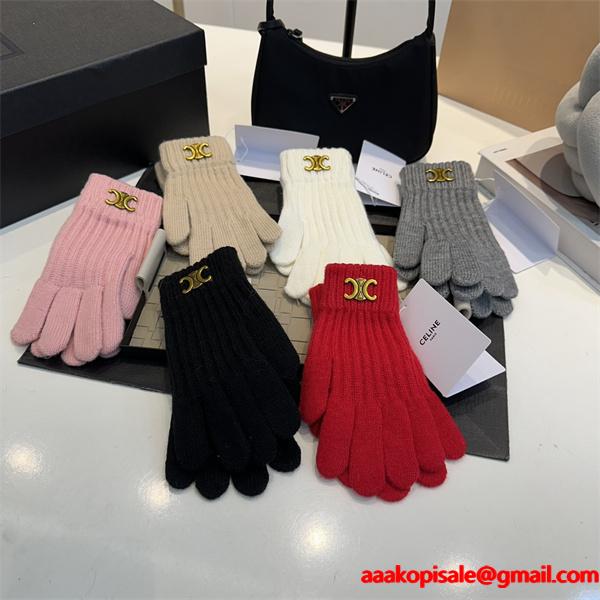 Celine セリーヌ コピー 激安 レディース 手袋 ウール ニット トリオンフ ロゴ 秋冬 新作 シンプル 高品質