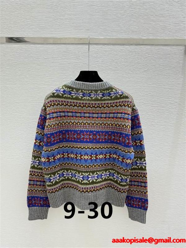 2025秋冬新作 暖色ノルディック調 グレー×ブルー セリーヌ CELINE コピー フェアアイルニット セーター