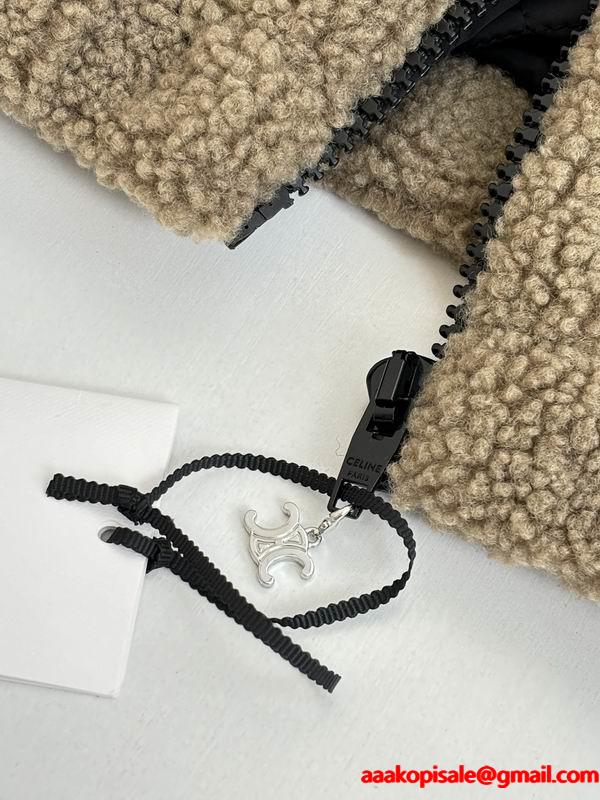 2025秋冬新作 ふんわりモカ×ブラック スーパーコピー ボアパーカー ジャケット セリーヌ CELINE