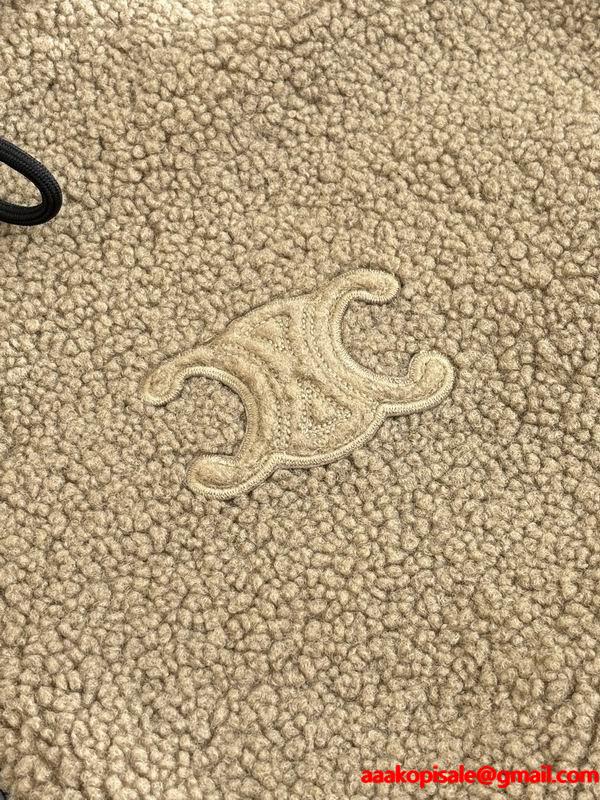 2025秋冬新作 ふんわりモカ×ブラック スーパーコピー ボアパーカー ジャケット セリーヌ CELINE