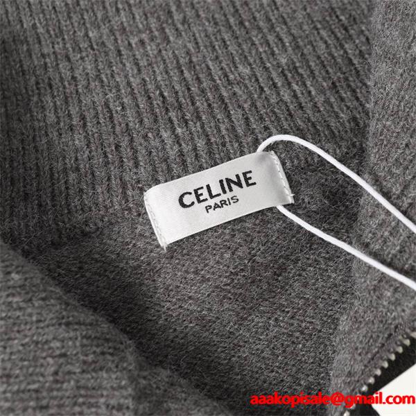 上質グレー セリーヌ コピー CELINE 2025秋冬 ハーフジップ カシミアニット 季節限定モデル