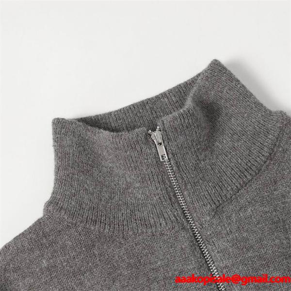 上質グレー セリーヌ コピー CELINE 2025秋冬 ハーフジップ カシミアニット 季節限定モデル