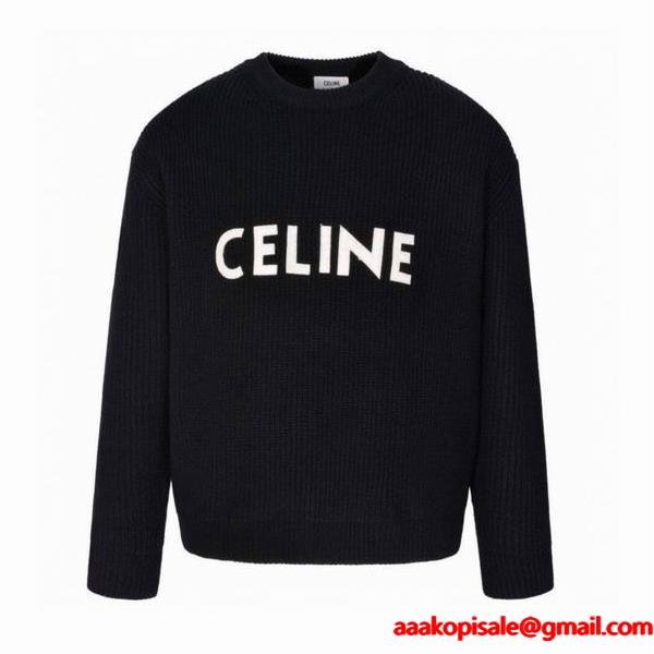 最新コレクション モダンブラック セリーヌ CELINE 偽物 2025秋冬ロゴ ニット セーター