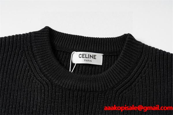 最新コレクション モダンブラック セリーヌ CELINE 偽物 2025秋冬ロゴ ニット セーター