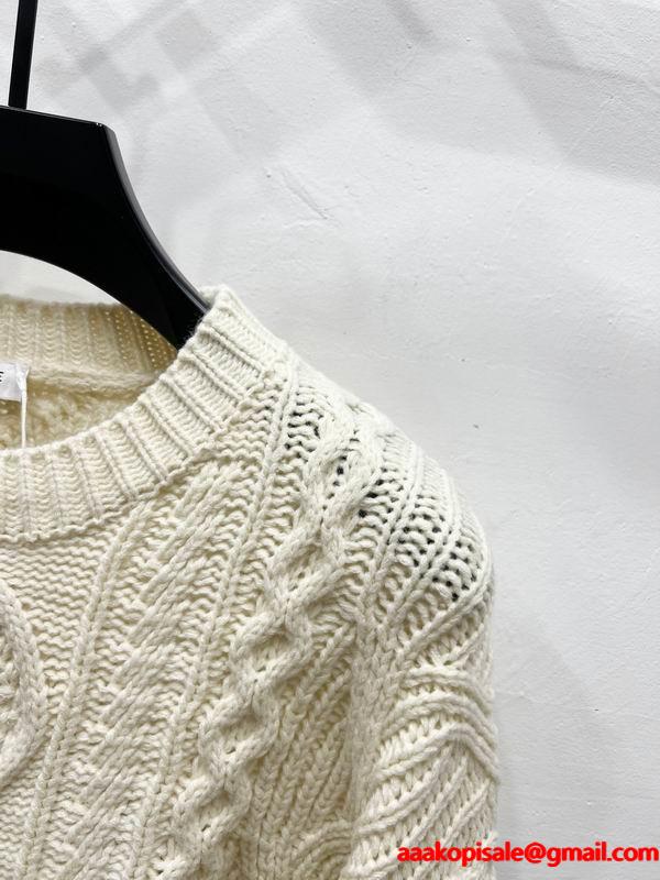 エレガントアイボリー セリーヌ スーパーコピー CELINE 2025秋冬 ケーブルニット セーター