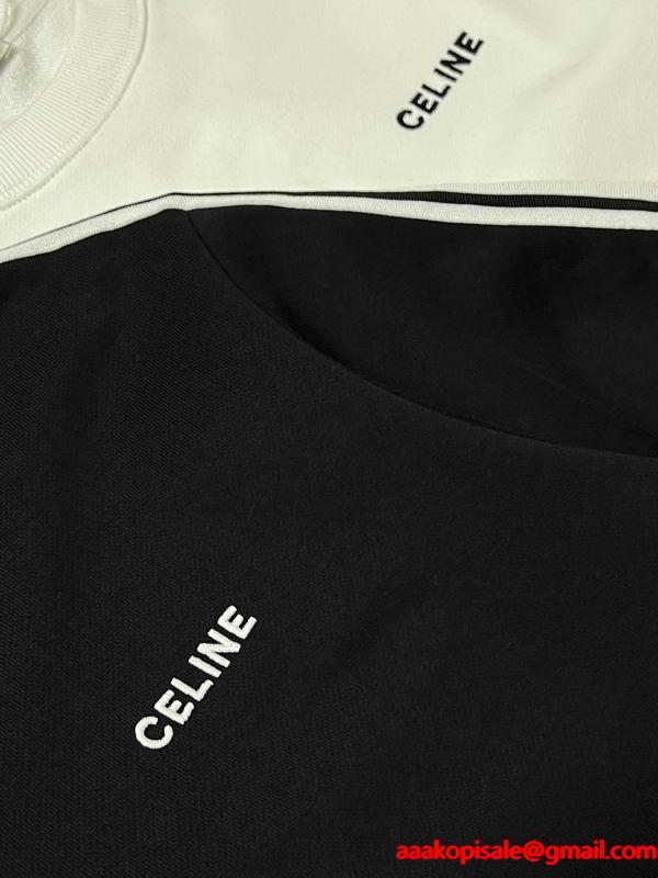 ❤セリーヌ CELINE コピー 2025秋冬新作❤ ブラック ホワイト サイドライン スウェット トレーナー