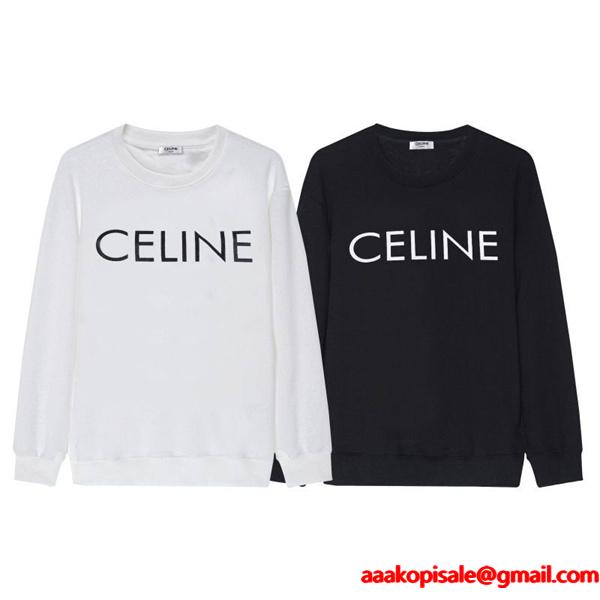 CELINE セリーヌ コピー 2025秋冬新作 ブラック＆ホワイト ベーシックロゴ スウェット トレーナー