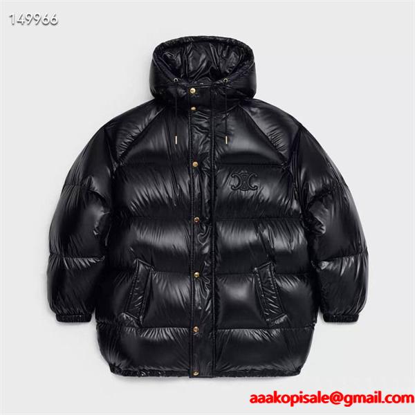 セリーヌ CELINE スーパーコピー 2025秋冬新作 ホワイト＆ブラック フーディ付き ダウンジャケット