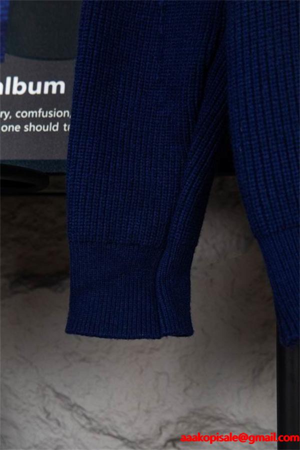 セリーヌ CELINE スーパーコピー 2025秋冬新作 ネイビー ロゴ刺繍 クルーネック ニット セーター