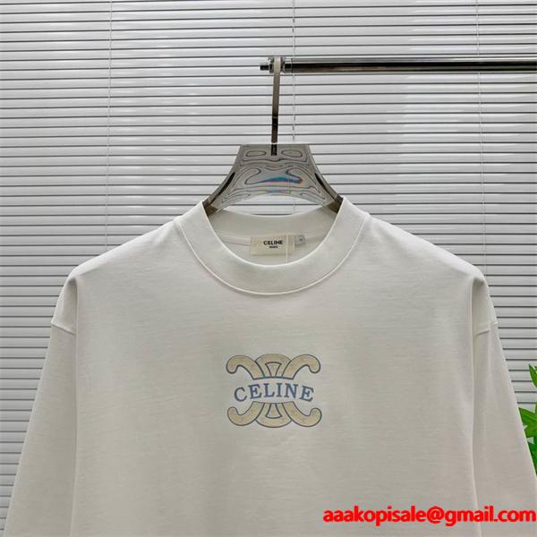 シックで都会的な印象 セリーヌ CELINE コピー 2025秋冬 トリオンフロゴ刺繍入り ブラック パーカー