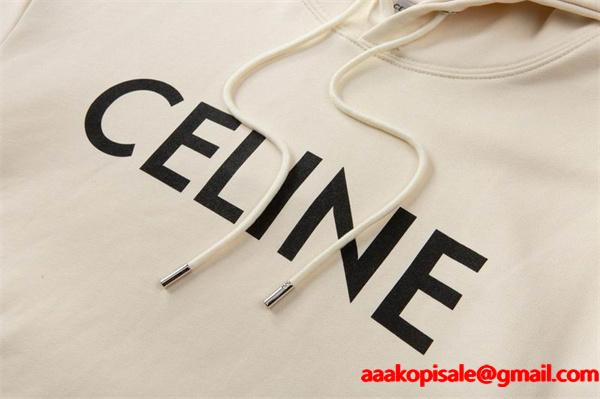 柔らかで着心地抜群 セリーヌ CELINE スーパーコピー 2025秋冬新作 ロゴプリント フーディ パーカー