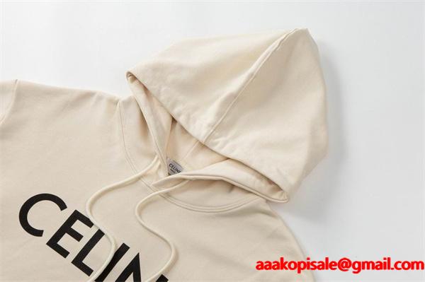 柔らかで着心地抜群 セリーヌ CELINE スーパーコピー 2025秋冬新作 ロゴプリント フーディ パーカー