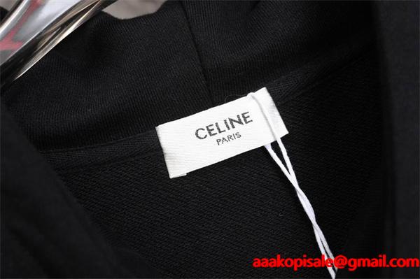シンプルで洗練されたデザインの セリーヌ CELINE コピー 最新コレクション ブラック フーディ パーカー