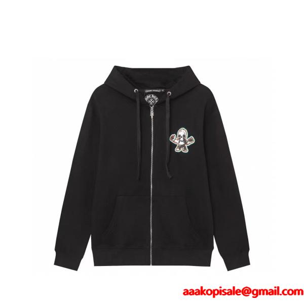  CHROME HEARTS スーパーコピー ジップパーカー シンプル 可愛い フィギュアロゴ クロムハーツ