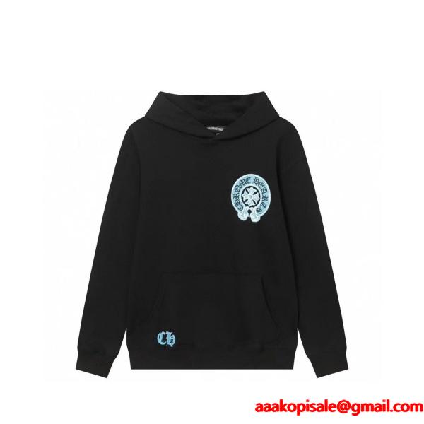 クロムハーツ コピー パーカー 高品質 クラシック ブルーロゴ ホースシュー CHROME HEARTS