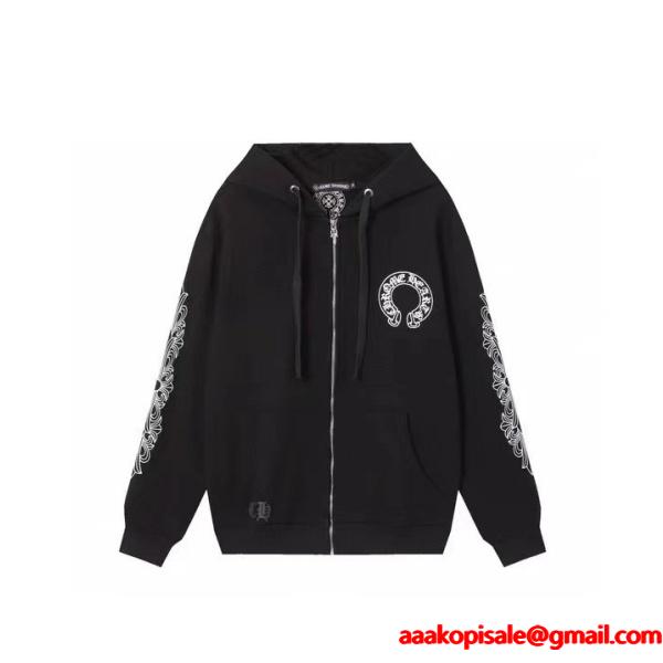 CHROME HEARTS コピー ジップパーカー 限定 高級感 ホースシュー スリーブデザイン クロムハーツ