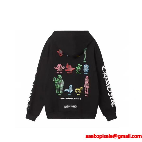 クロムハーツ コピー ジップパーカー 話題 カラーロゴ FOTI デザイン ブラック CHROME HEARTS