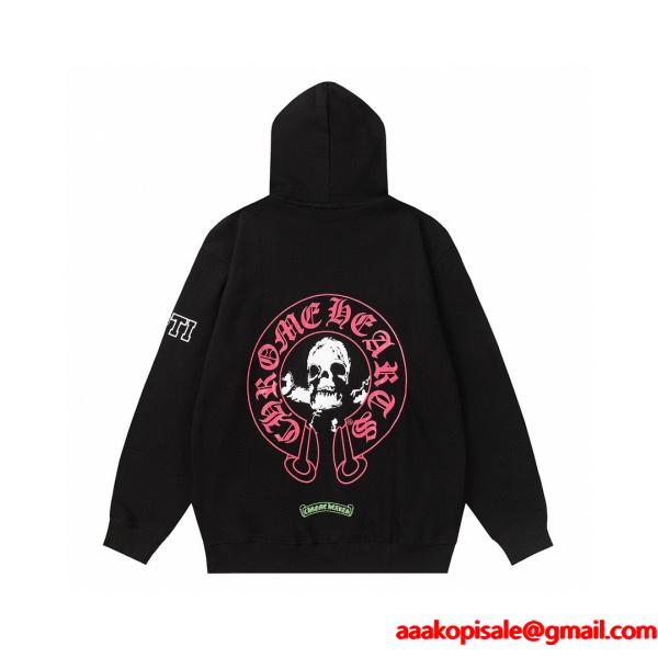 クロムハーツ スーパーコピー パーカー 希少 スカルデザイン ブラック かっこいい CHROME HEARTS