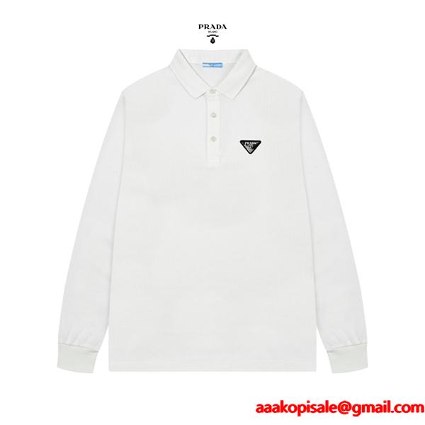 プラダ スーパーコピー ポロシャツ 長袖 高品質仕上げ スマート シック エンブレムロゴ PRADA