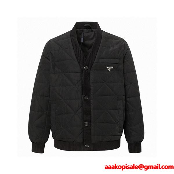 プラダ コピー 綿入りジャケット質 上品 ブラック メンズ レディース シンプル PRADA