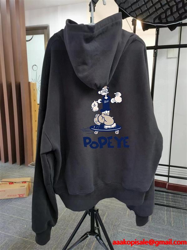 ノースフェイス コピー パーカー ポパイ柄 キュート 個性 おしゃれ ホワイト おすすめ THE NORTH FACE