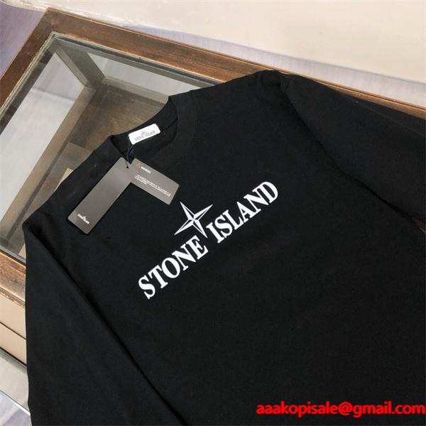ストーンアイランド コピー パーカー 人気 シンプルロゴ 上質 ブラック おしゃれ STONE ISLAND