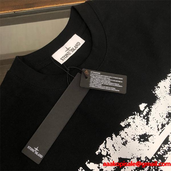ストーンアイランド 長袖ｔシャツ偽物 トレンド グラフィックデザイン 高品質 ホワイト STONE ISLAND