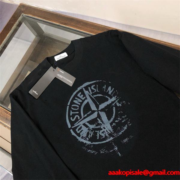 ストーンアイランド 長袖ｔシャツコピー 上質 ヴィンテージロゴ 人気 ブラック STONE ISLAND