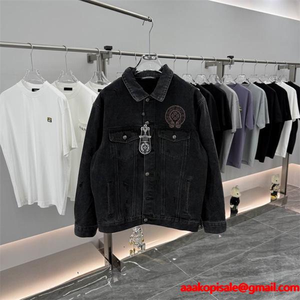 クロムハーツ スーパーコピー 上品 シック デニムジャケット クラシックロゴ 刺繍入り CHROME HEARTS