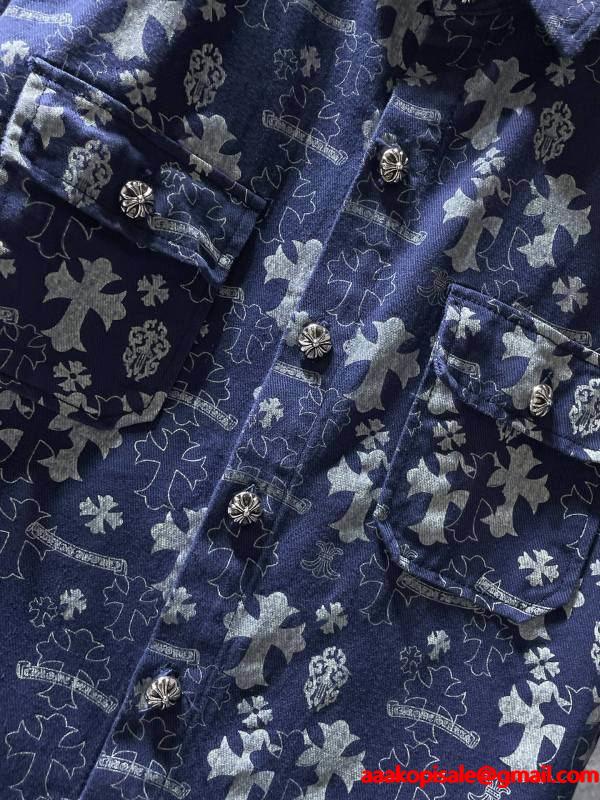 CHROME HEARTS スーパーコピー 高級 華やか デニムシャツ 総柄クロスプリント クロムハーツ