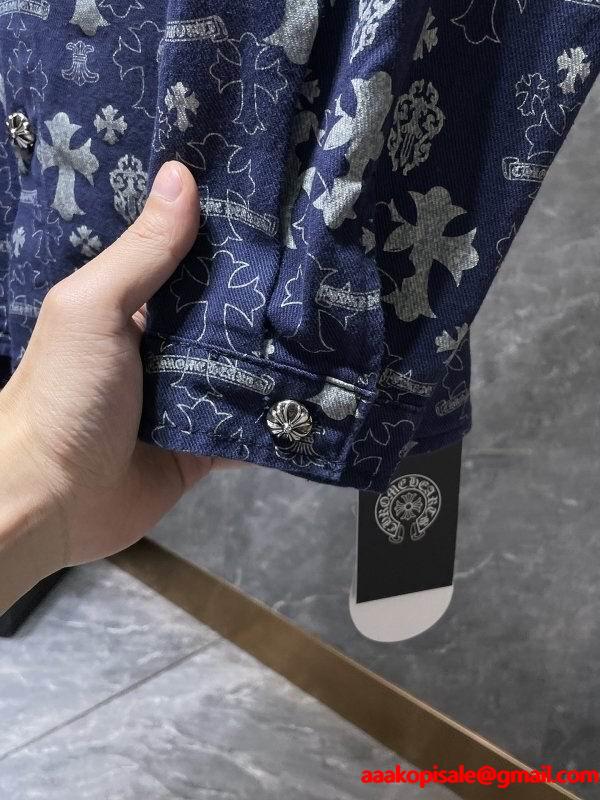 CHROME HEARTS スーパーコピー 高級 華やか デニムシャツ 総柄クロスプリント クロムハーツ
