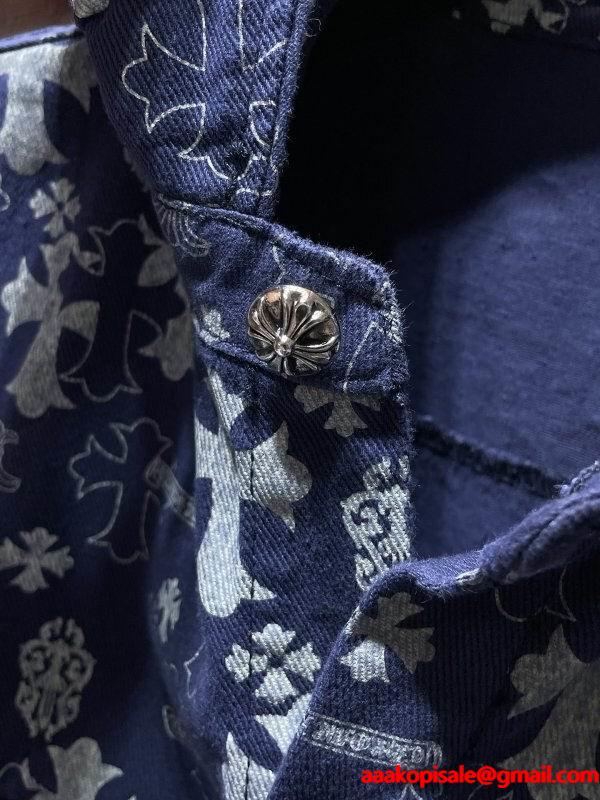 CHROME HEARTS スーパーコピー 高級 華やか デニムシャツ 総柄クロスプリント クロムハーツ