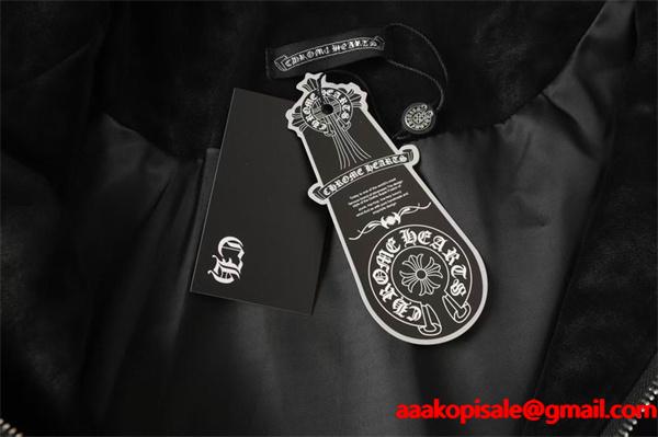 CHROME HEARTS 偽物 シンプル 上質 スエードジャケット ワンポイントクロス クロムハーツ